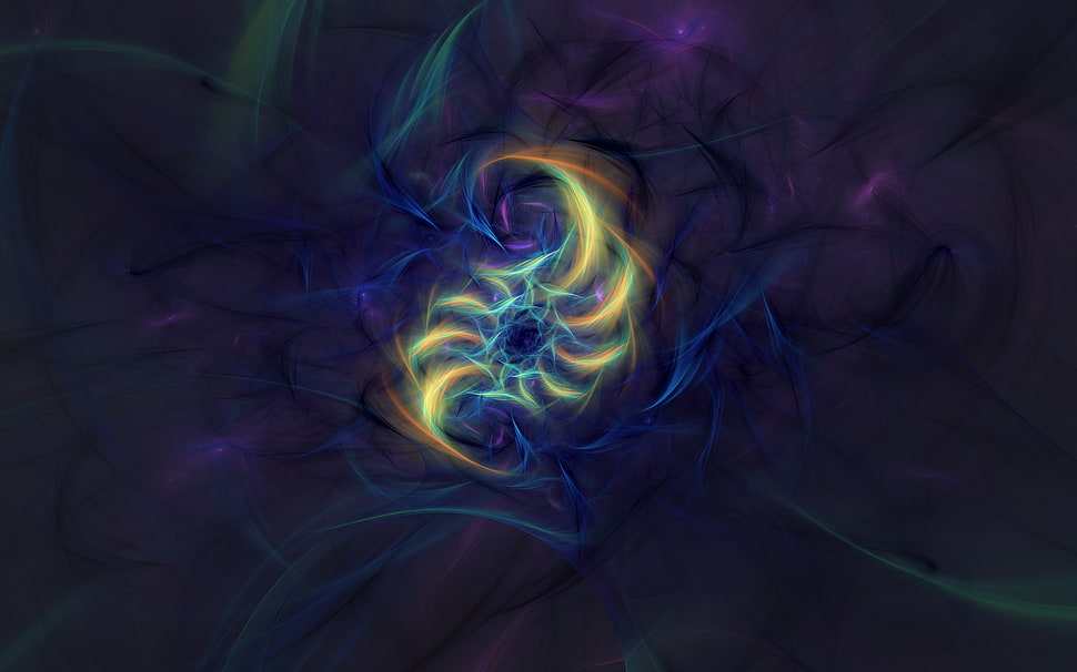 yellow and green warp illustration, abstract, fractal HD wallpaper