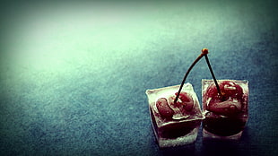 ice cube of cheeries, cherries, ice cubes, fruit, cherries (food) HD wallpaper