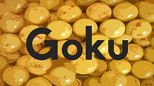 yellow background with goku text overlay, Son Gohan, Kid Goku, Son Goku, Dragon Ball HD wallpaper