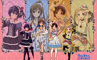 four anime characters poster, Chuunibyou demo Koi ga Shitai!, Takanashi Rikka, anime, Dekomori Sanae