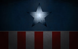 Captain America logo, Captain America, minimalism, cartoon, digital art