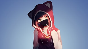 female anime character hearing cat ear hooded top