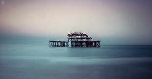 landscape photography of building structure on body of water, brighton HD wallpaper
