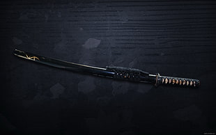 black katana, Wakizashi, weapon, sword, Wazikashi
