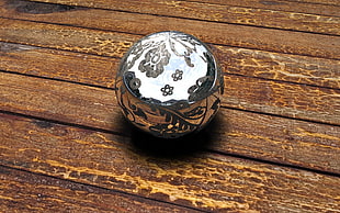 silver floral sphere