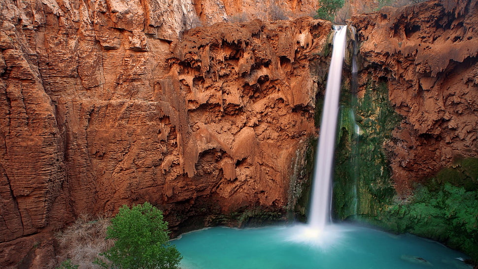 time lapse waterfalls photo during daytime HD wallpaper