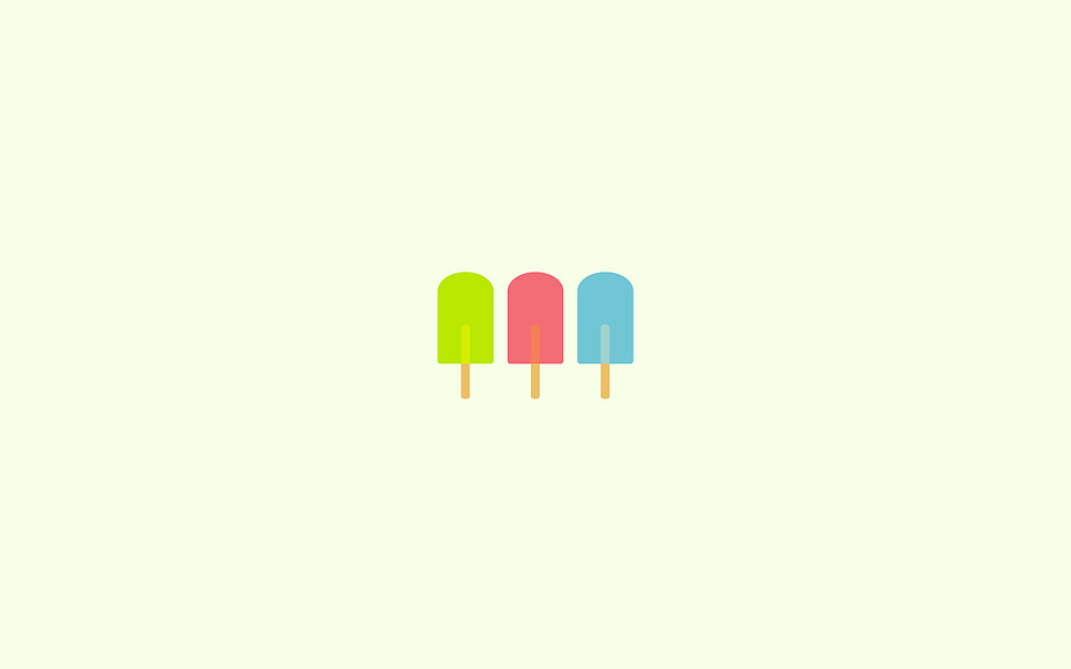 three green, pink, and blue Popsicle illustration HD wallpaper