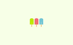 three green, pink, and blue Popsicle illustration