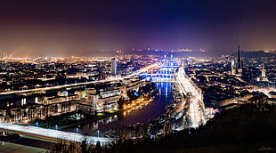 time lapse photography of city at night, rouen HD wallpaper