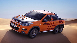 gray and orange Citroen pickup truck, car HD wallpaper