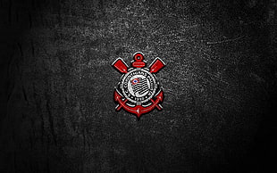 black and red pin badge, Corinthians, soccer, logo HD wallpaper
