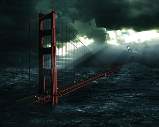 Golden Gate Bridge, bridge, artwork, apocalyptic, Golden Gate Bridge