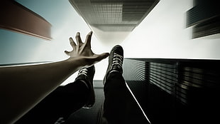 person standing on glass floor