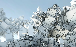 stacks of white cubes, abstract