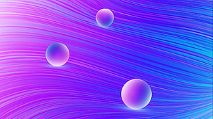 two white and purple ceiling fans, abstract, balls, ball, 3D HD wallpaper