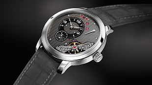 round gray chronograph watch with strap, watch, luxury watches, Glashütte