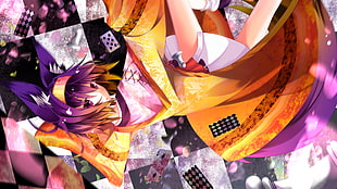 purple haired girl anime character illustration HD wallpaper