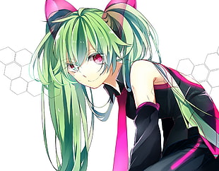 green hair girl anime character illustration