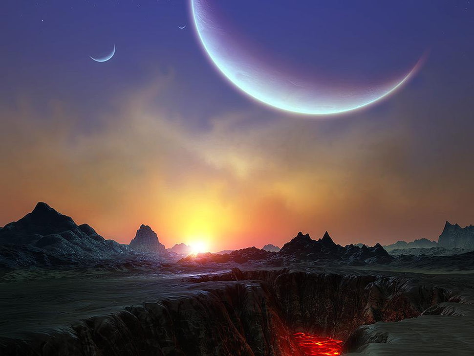 moon illustration, space HD wallpaper