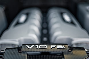 gray V10 FSI vehicle engine, car, engines, Audi, Audi R8