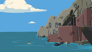 sea illustration, Adventure Time, cartoon