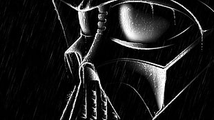 Star War character digital wallpaper, Darth Vader, black, rain, wet