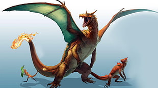 brown fire dragon cartoon character, Pokémon, Charizard, Charmander, Charmeleon