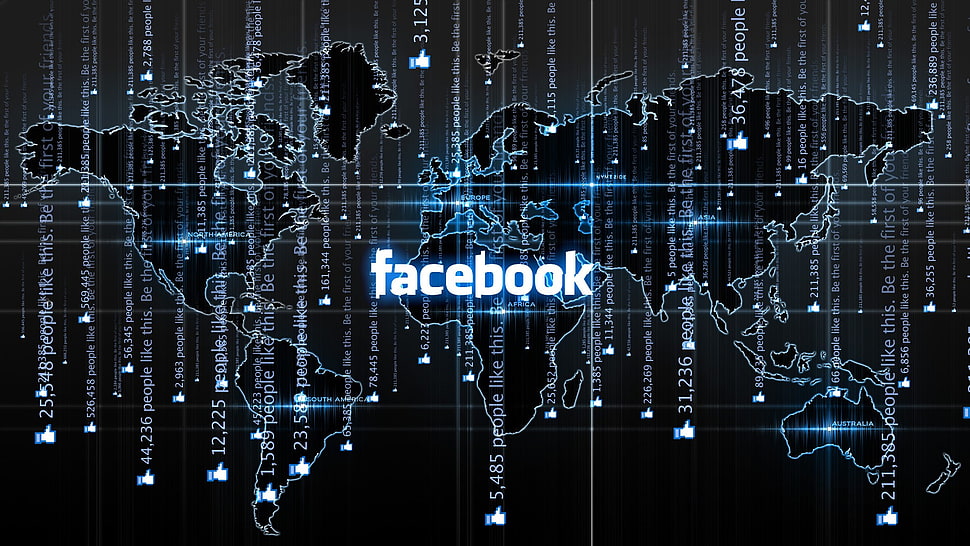 Facebook with world map illustration, Facebook, world, world map, map HD wallpaper