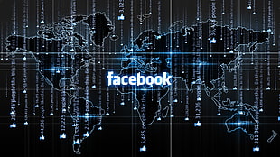 Facebook with world map illustration, Facebook, world, world map, map