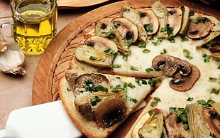 sliced pizza with mushroom toppings