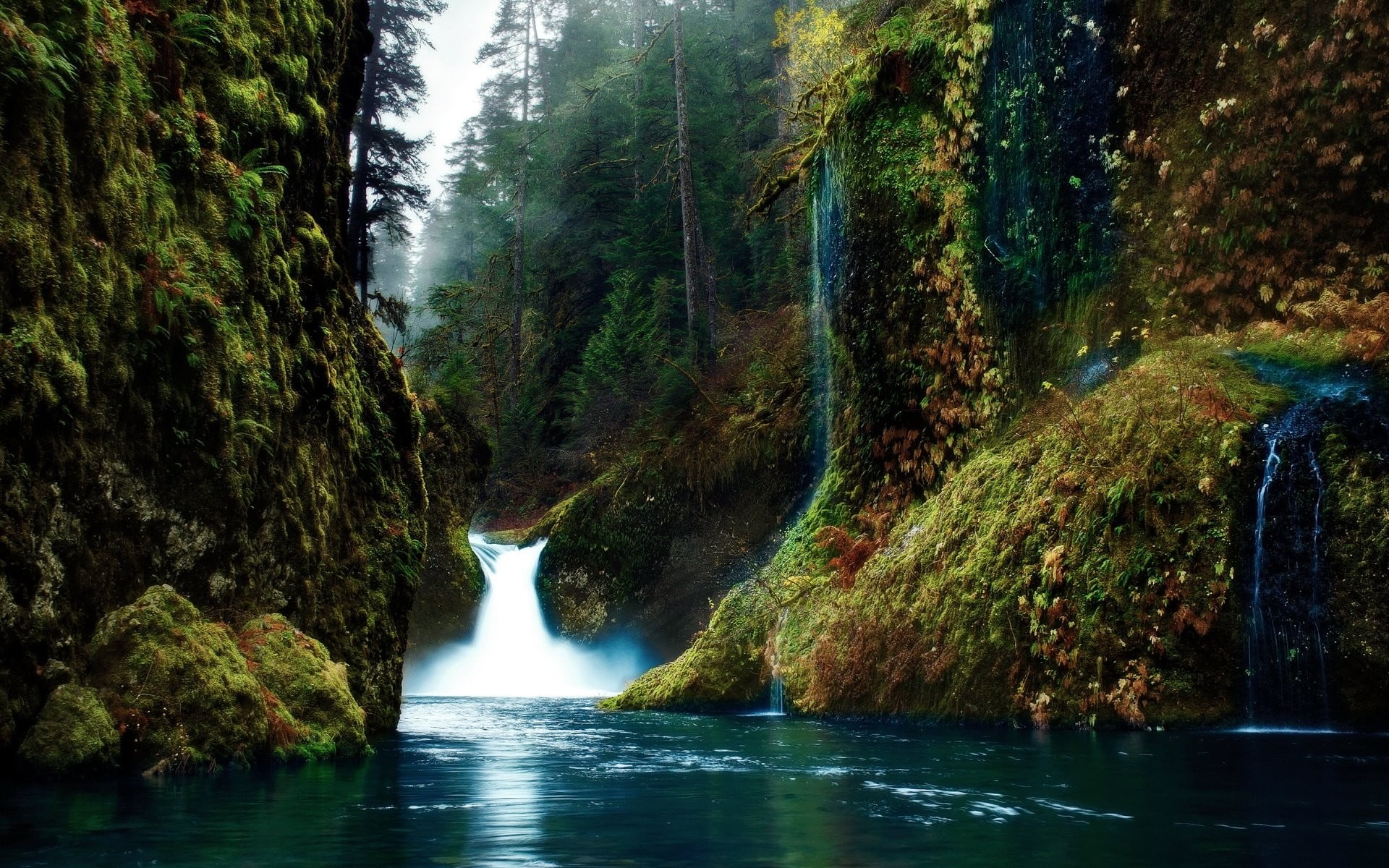 photo of falls surrounded by tree during daytime