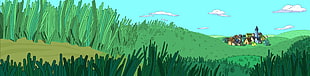 green grass cartoon illustration, Adventure Time, cartoon, multiple display HD wallpaper
