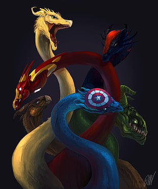 Avengers themed dragon art digital wallpaper HD wallpaper