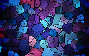 assorted-color cubes 3D illustration HD wallpaper
