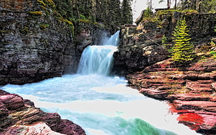 waterfalls, st. mary falls, Glacier National Park HD wallpaper