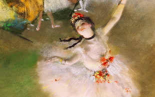 ballerina illustration, dancer, painting, classic art, dancing HD wallpaper