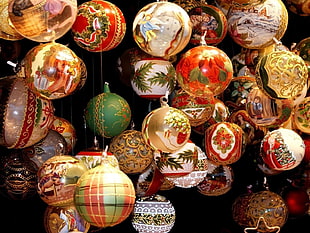 assorted Christmas baubles HD wallpaper