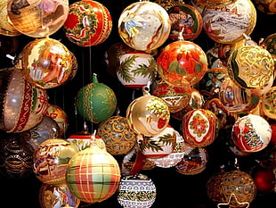 assorted Christmas baubles