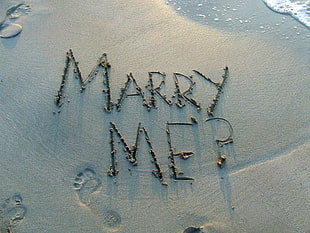Marry Me ? sand lettering HD wallpaper