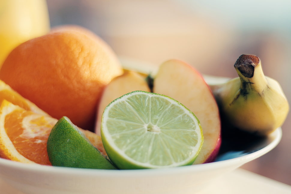 green lime and yellow banana HD wallpaper