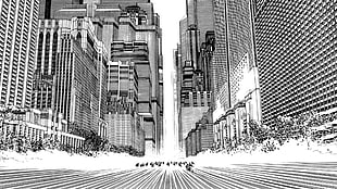 grayscale photo of city buildings, Akira, katsuhiro otomo, Monochrome Factor, manga
