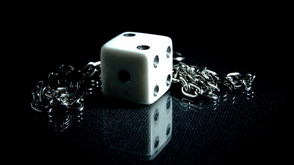 silver-colored chain necklace with dice pendant HD wallpaper