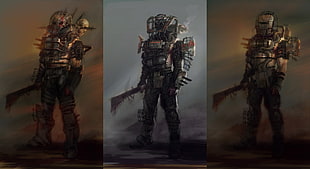 Predator illustration collage, concept art, Fallout 4, collage, video games