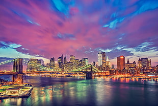 Manhattan Bridge during sunset HD wallpaper