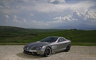 silver Mercedes-Benz coupe, vehicle, car, muscle cars, Mercedes-Benz