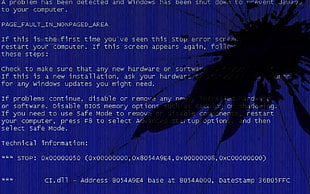 computer screen, Blue Screen of Death, broken glass
