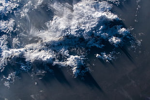 ice berg, aerial view, landscape, clouds