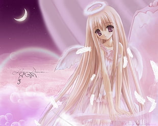 female angel anime graphics HD wallpaper