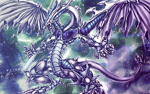 purple dragon illustration, anime, yugioh