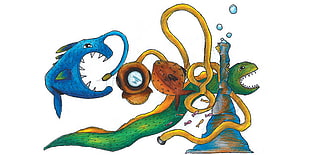 person showing sea monster illustraiton